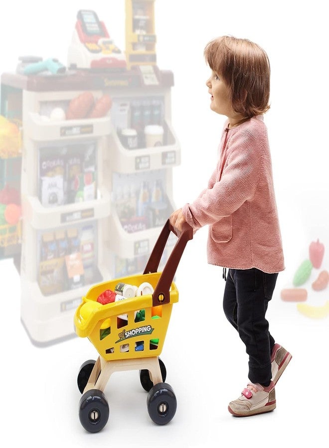 Coracy Kids Supermarket Playset - Pretend Grocery Store Checkout Counter with Cash Register, Scanner, Shopping Cart & Accessories | Multicolor Role Play Shop Toy for Boys & Girls - Image 5