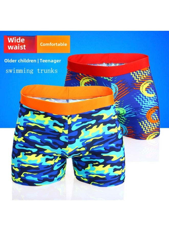 Loquat Big Children And Teenagers Swimming Trunks Wide Waist Boxer Fashion Student Hot Spring Swimming Trunks Primary School And Middle School Students Swimming Trunks-Color:7901-2# Pants- - Image 3