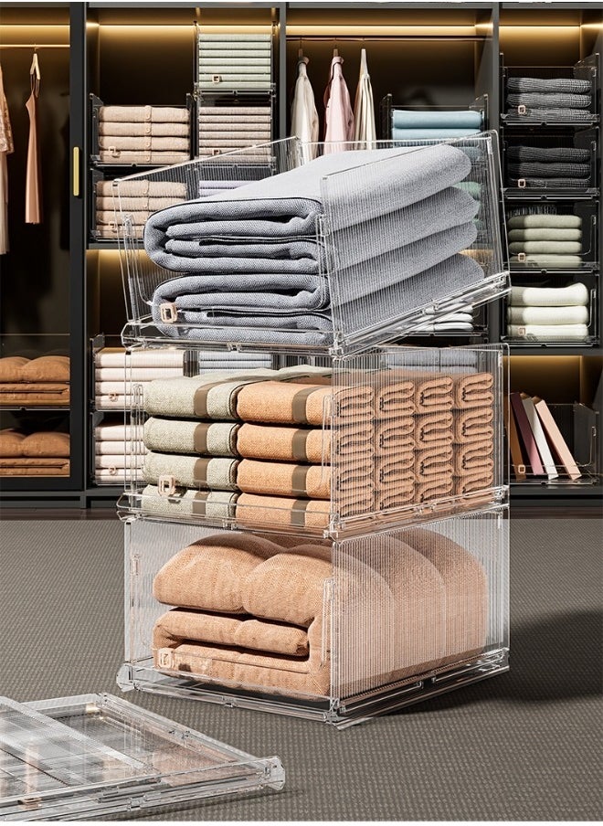 Generic Stackable Plastic Storage Basket for Closet Wardrobe Organizer and Storage Bin Sweater Drawer Shelf Storage Container for Cupboard Kitchen Bathroom Office Bedroom (Small)  - Image 4