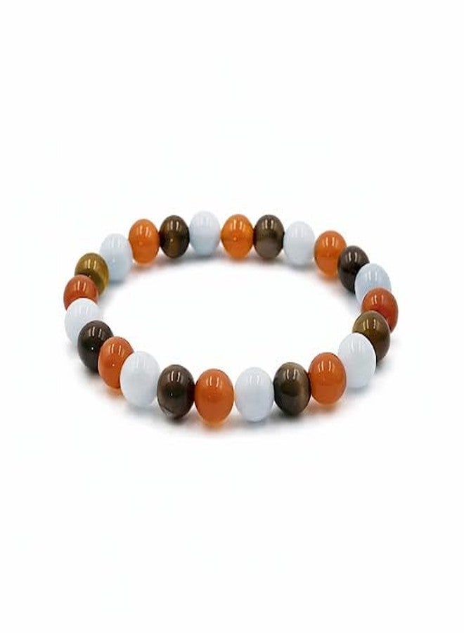Sukhad Multi Stone Healing Crystal Bracelet for Men & Women | Carnelian, Moonstone & Tiger Eye Beaded Bracelet | Energy Balance & Positive Vibes Stretch Bracelet | 8mm Natural Gemstone Jewelry - Image 1