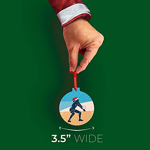 تشاك توك سبورتس زخرفة السيراميك للكرة الطائرة | صورة ظلية للكرة الطائرة مع زخرفة عيد الميلاد سانتا هات - Image 3