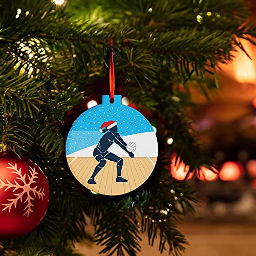 تشاك توك سبورتس زخرفة السيراميك للكرة الطائرة | صورة ظلية للكرة الطائرة مع زخرفة عيد الميلاد سانتا هات - Image 4