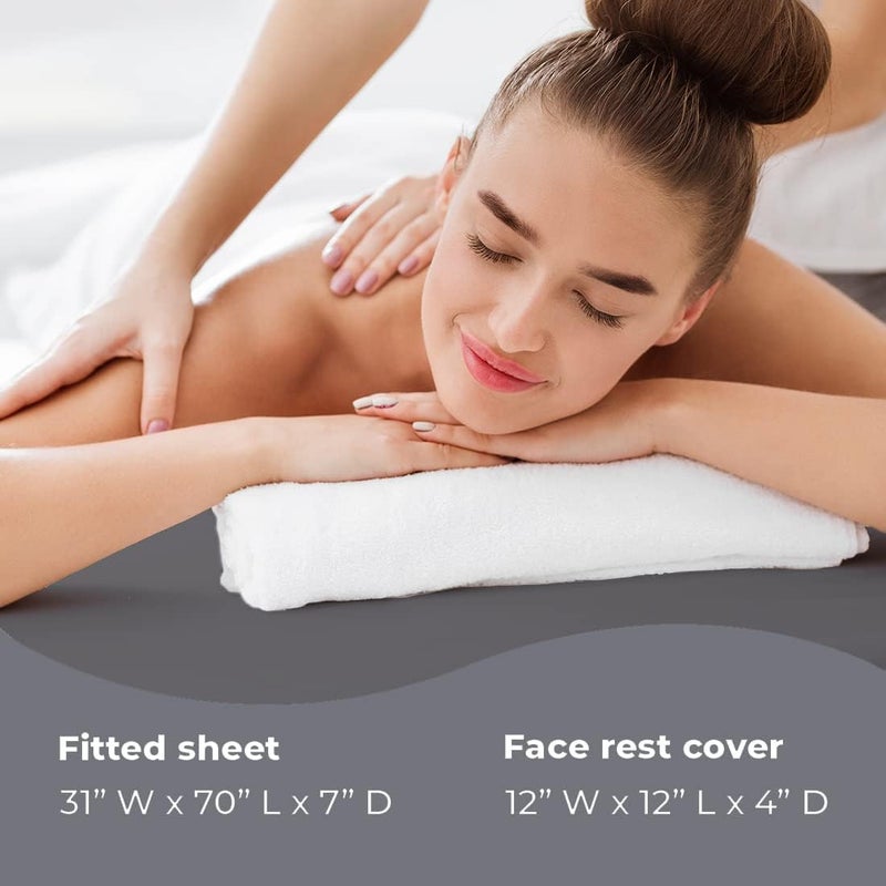 Waterproof Massage Table Cover, Protective Spa Treatment Sheet Set for Massage Tables, Machine Washable, Includes Massage Fitted Sheet and Face Rest Cover, Cool Grey | for Massage & Treatment Tables, Disposable Table Sheets, Spa Bed Sheets, Esthetician Table Linens, Salon & Spa Essentials - Image 5