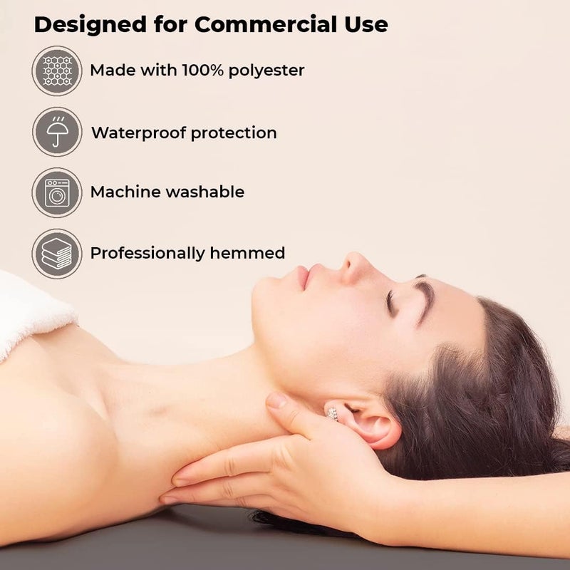 Waterproof Massage Table Cover, Protective Spa Treatment Sheet Set for Massage Tables, Machine Washable, Includes Massage Fitted Sheet and Face Rest Cover, Cool Grey | for Massage & Treatment Tables, Disposable Table Sheets, Spa Bed Sheets, Esthetician Table Linens, Salon & Spa Essentials - Image 4
