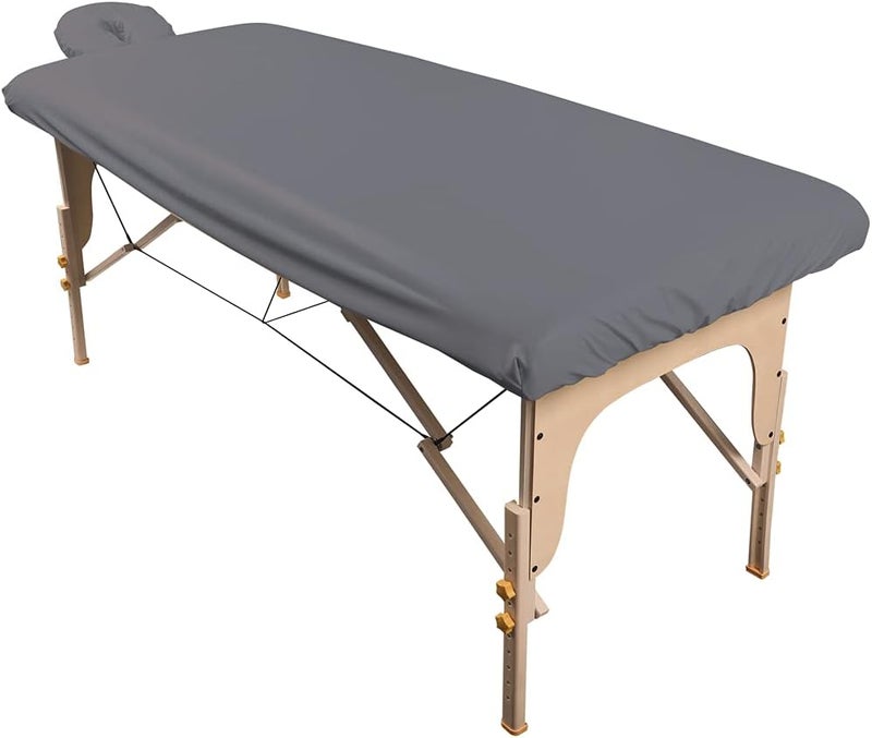 Waterproof Massage Table Cover, Protective Spa Treatment Sheet Set for Massage Tables, Machine Washable, Includes Massage Fitted Sheet and Face Rest Cover, Cool Grey | for Massage & Treatment Tables, Disposable Table Sheets, Spa Bed Sheets, Esthetician Table Linens, Salon & Spa Essentials - Image 1
