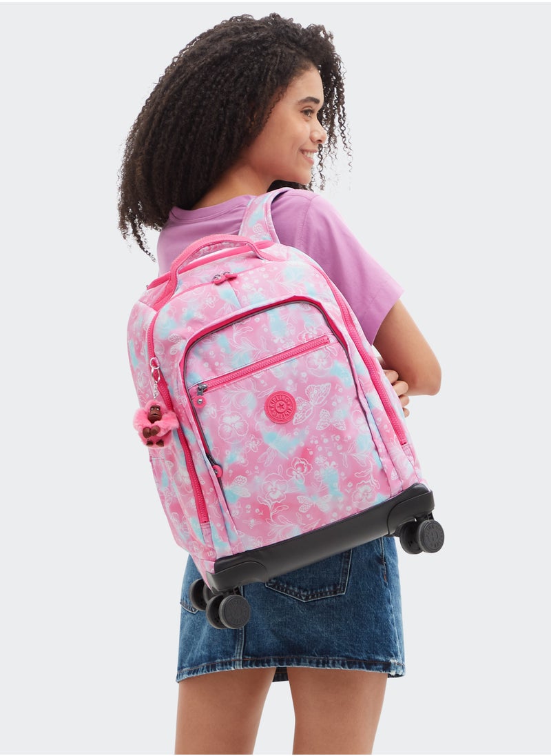 kipling - New Zea Kids' Large Wheeled Backpack with Laptop Protection Garden Clouds - Image 1