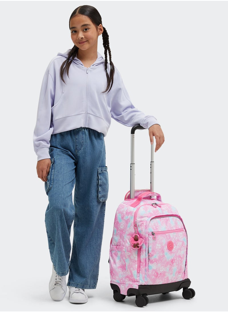 kipling - New Zea Kids' Large Wheeled Backpack with Laptop Protection Garden Clouds - Image 1