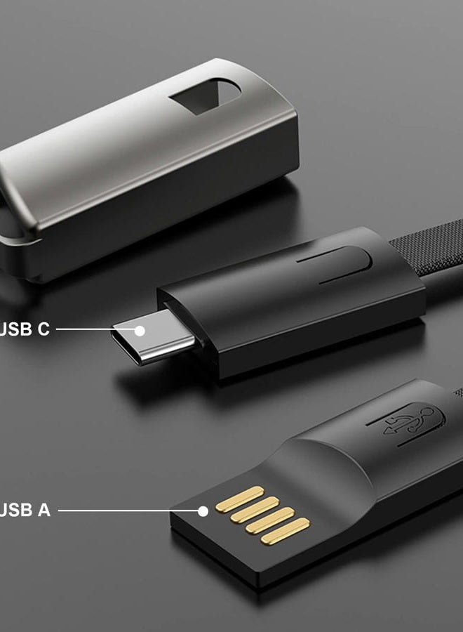 ApexOne USB C Charger Cable, Portable Keychain 0.75ft Short Type-C Charging & SYNC Nylon Braid Cord, Compatible with Samsung S9 S8 Note 9 8 LG V30 G6 Oneplus  - Image 2