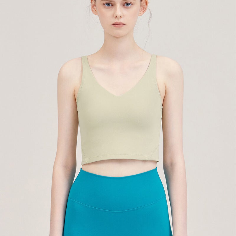 Beautiful Back Breathable Sling Yoga Vest With Chest Pad, Nude High Elastic Tight Fitness Sports Top - Image 5