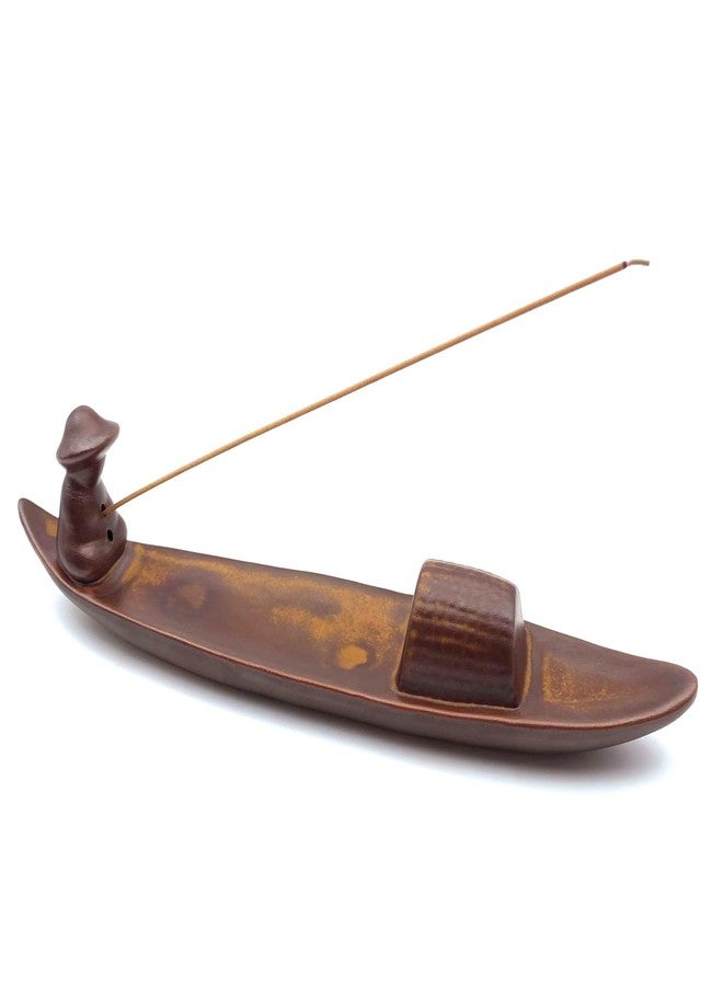 LamChyar Incense Stick Holder, Incense Holder for Insence Sticks, Tray for Incense Ash, Ceramic Crafts, Chinese Classical Boat Design, Home Décor, Best for Meditation, Yoga, Home, Office - Image 1