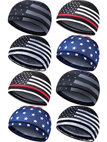 Geyoga 8 Pieces Cooling Skull Cap Sweat Wicking Cap Helmet Liner Running Beanie Head Wrap Cycling Bandana for Men Women(Classic Style) Multicoloured - Image 1