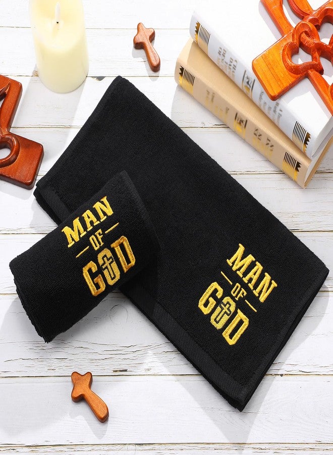 Cutecrop 6 Pcs 29.5x13.8 Inch Pastor Towels for Men Fathers Day Pastor Appreciation Gifts Man of God Towel Gift Black Christian Cotton Embroidery Monogrammed Cross Hand Towels for Church Clergy - Image 3
