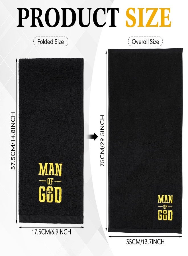 Cutecrop 6 Pcs 29.5x13.8 Inch Pastor Towels for Men Fathers Day Pastor Appreciation Gifts Man of God Towel Gift Black Christian Cotton Embroidery Monogrammed Cross Hand Towels for Church Clergy - Image 2