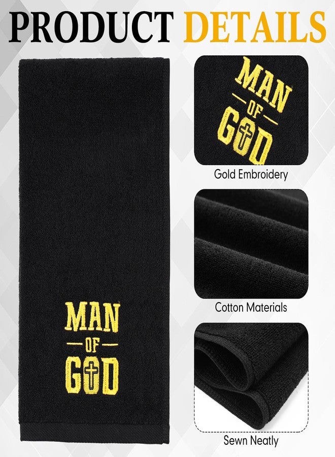 Cutecrop 6 Pcs 29.5x13.8 Inch Pastor Towels for Men Fathers Day Pastor Appreciation Gifts Man of God Towel Gift Black Christian Cotton Embroidery Monogrammed Cross Hand Towels for Church Clergy - Image 4