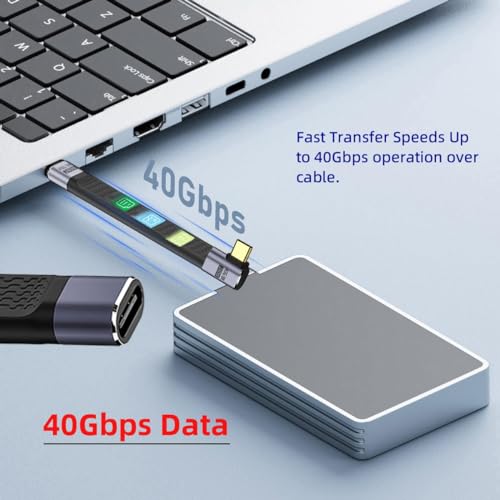 Tobo 8K Flat Slim FPC Data Cable 240W Type-C USB-C Male to Female Right Angled USB4 40Gbps 100W Cord for Laptop Phone 13cm (TD-1160CC) - Image 5