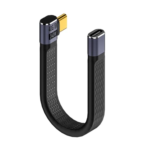 Tobo 8K Flat Slim FPC Data Cable 240W Type-C USB-C Male to Female Right Angled USB4 40Gbps 100W Cord for Laptop Phone 13cm (TD-1160CC) - Image 1