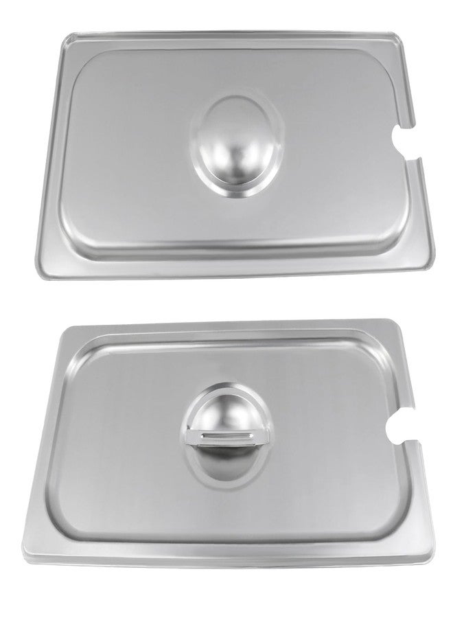 Pastlla 2 Pack 1/3 Size Slotted Hotel Pan Cover, Stainless Steel Solid Steam Table Catering Food Pan Lid with Handle, Catering Food Pans Cover Slotted Notched Universal - Image 4
