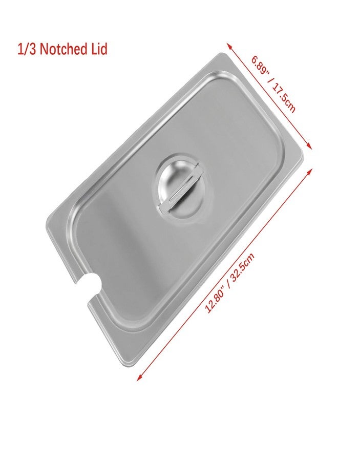 Pastlla 2 Pack 1/3 Size Slotted Hotel Pan Cover, Stainless Steel Solid Steam Table Catering Food Pan Lid with Handle, Catering Food Pans Cover Slotted Notched Universal - Image 2