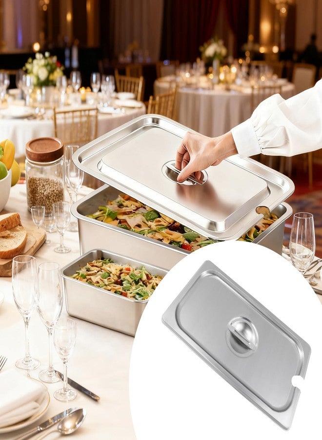 Pastlla 2 Pack 1/3 Size Slotted Hotel Pan Cover, Stainless Steel Solid Steam Table Catering Food Pan Lid with Handle, Catering Food Pans Cover Slotted Notched Universal - Image 5