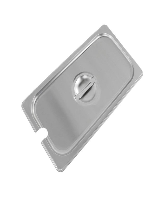 Pastlla 2 Pack 1/3 Size Slotted Hotel Pan Cover, Stainless Steel Solid Steam Table Catering Food Pan Lid with Handle, Catering Food Pans Cover Slotted Notched Universal - Image 3