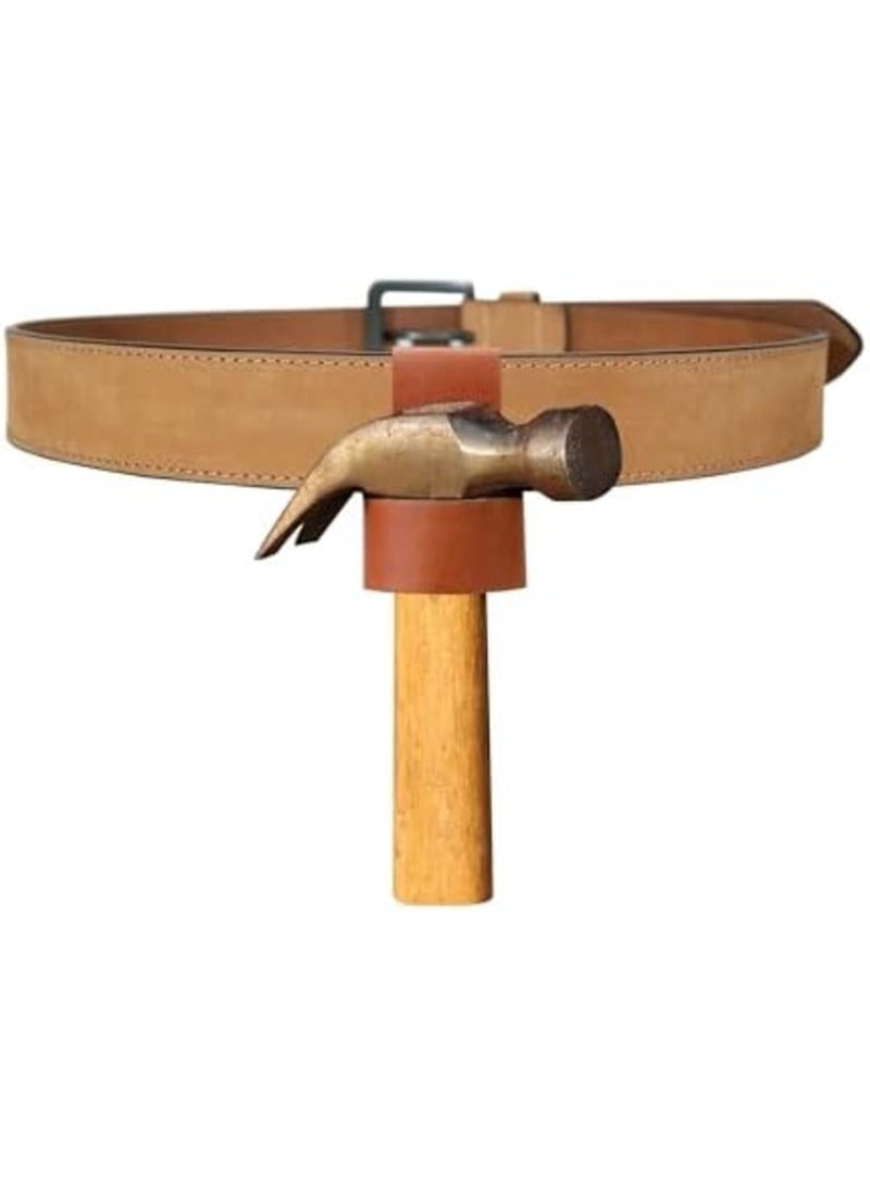 2 Packs Leather Hammer Holder - Handmade Premium Tool Holster with Belt Loop for Hammers, Axes, Hatchets and Woodwork  Handcraft, Multi Tool Hammer Holder, Small Hammer Hatchet Carrier Holster, Brown - Image 4
