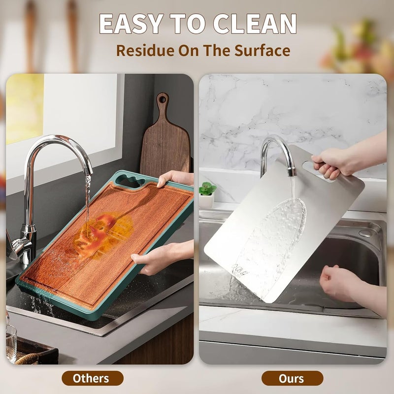SPITZE Chopping Board Combo 3pcs | Large Multi Size 304 Stainless Steel Cutting Boards for Cutting Vegetables, Meat, Fish, Fruits for Kitchen (Combo 3pc (46x30cm, 34x24cm, 30x20cm)) - Image 2