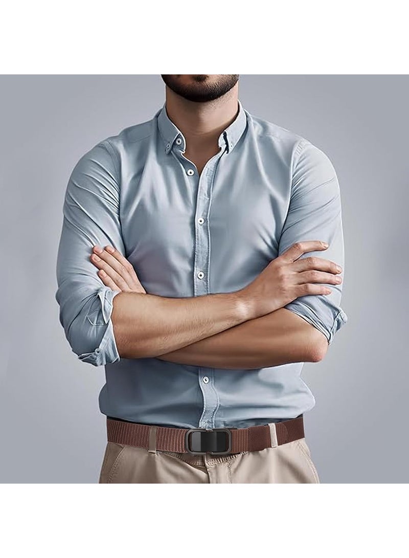 Automatic Nylon Belt for Men & Women - Fashionable, Adjustable, Durable, and Comfortable Waist Belt for Casual & Formal Wear, Everyday Use, and Outdoor Activities Brown - Image 2