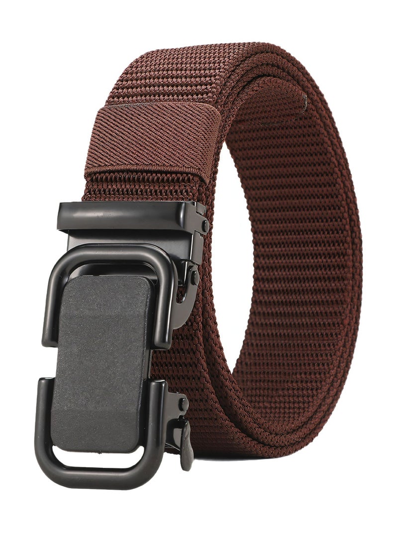 Automatic Nylon Belt for Men & Women - Fashionable, Adjustable, Durable, and Comfortable Waist Belt for Casual & Formal Wear, Everyday Use, and Outdoor Activities Brown - Image 1