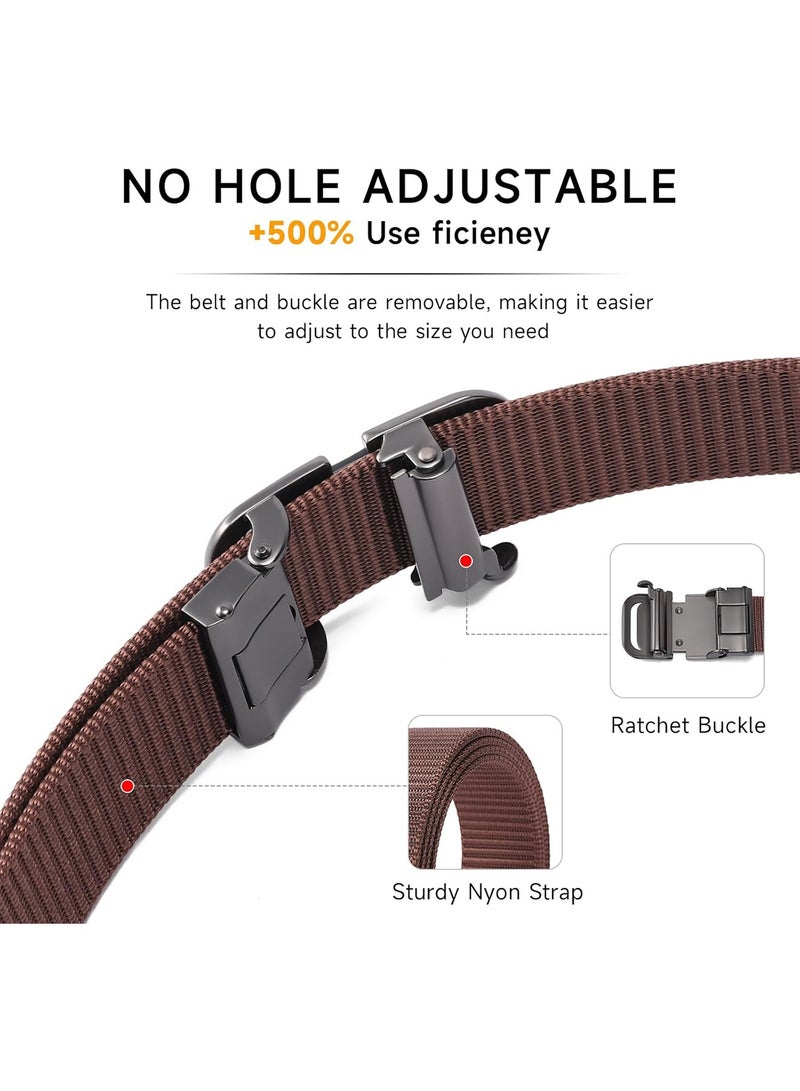 Automatic Nylon Belt for Men & Women - Fashionable, Adjustable, Durable, and Comfortable Waist Belt for Casual & Formal Wear, Everyday Use, and Outdoor Activities Brown - Image 3