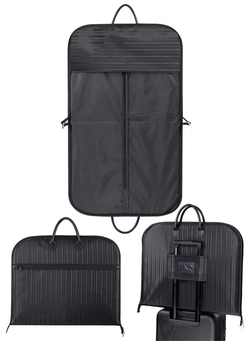 Multifunctional Carry-on Garment Bags with Luggage Trolley Sleeve, Foldable Waterproof Suit Bag for Travel, Black - Image 1