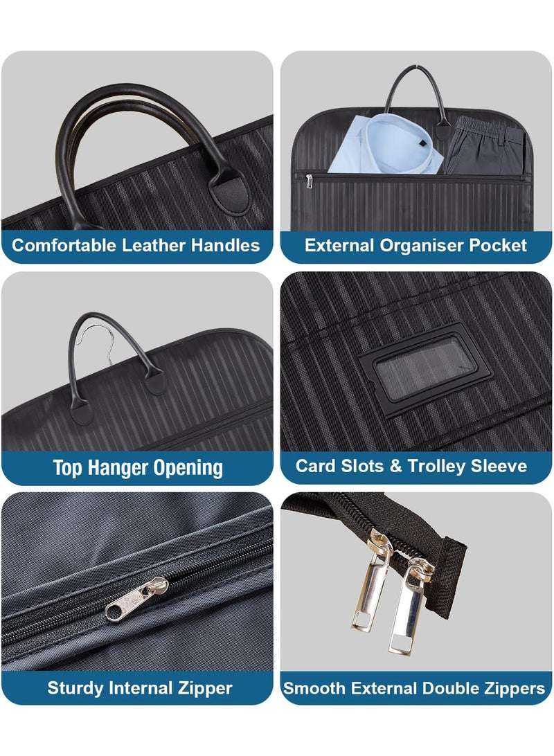 Multifunctional Carry-on Garment Bags with Luggage Trolley Sleeve, Foldable Waterproof Suit Bag for Travel, Black - Image 3