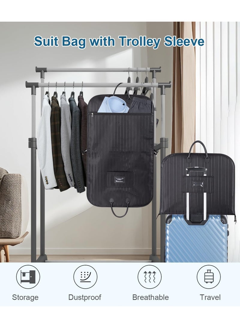 Multifunctional Carry-on Garment Bags with Luggage Trolley Sleeve, Foldable Waterproof Suit Bag for Travel, Black - Image 4