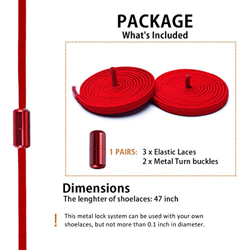 Alegrianan No Tie Shoelaces, Elastic Shoelaces for Adults/Kids，Elastic No Tie Shoe Laces Red - Image 2
