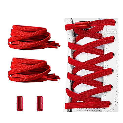 Alegrianan No Tie Shoelaces, Elastic Shoelaces for Adults/Kids，Elastic No Tie Shoe Laces Red - Image 1