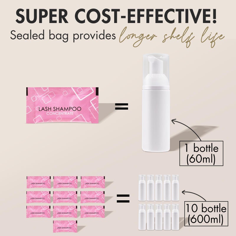 Embagol Lash Shampoo Concentrate Lash Cleaning for Eyelash Extensions Anti-allergic Hypoallergenic and Non-irritation Cleanser for Salon & Home Use(10 bags) - Image 4