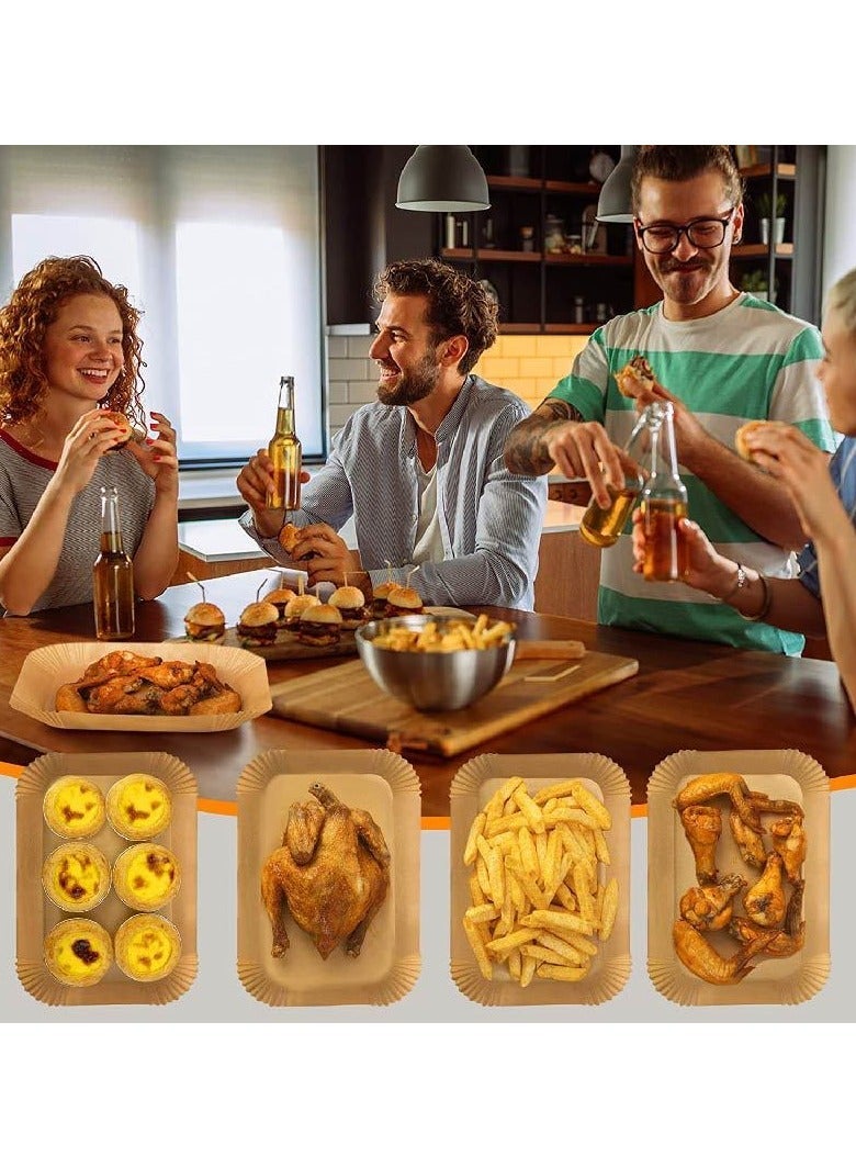 100 PCS Air Fryer Paper Liners Brown Disposable Paper Trays for Air Fryer Water proof Accessories Baking Paper Baking Oil-Proof Air fryer Parchment Paper Liner Air Fryer Liners Rectangle (22cm x 14cm) - Image 4