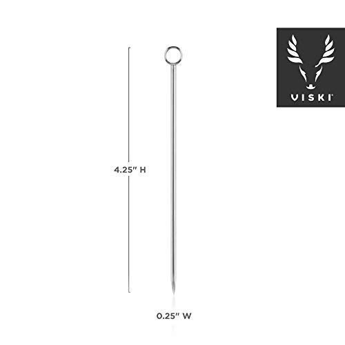 Viski Silver Cocktail Picks, Set of 6 Stainless Steel Drink Picks, Barware Accessories, 4.25″ - Image 3