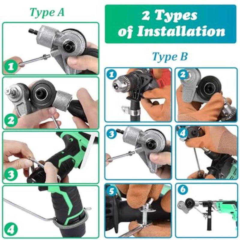 Upgraded Metal Sheet Cutter, Electric Drill Plate Cutter, Metal Nibbler Drill Attachment with Adapter, Electric Drill Shears Attachment Cutter Nibbler for Cutting Iron, Aluminum - Image 5
