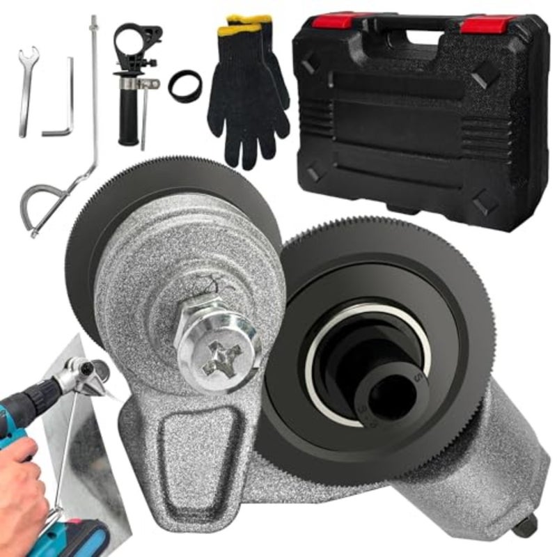 Upgraded Metal Sheet Cutter, Electric Drill Plate Cutter, Metal Nibbler Drill Attachment with Adapter, Electric Drill Shears Attachment Cutter Nibbler for Cutting Iron, Aluminum - Image 1