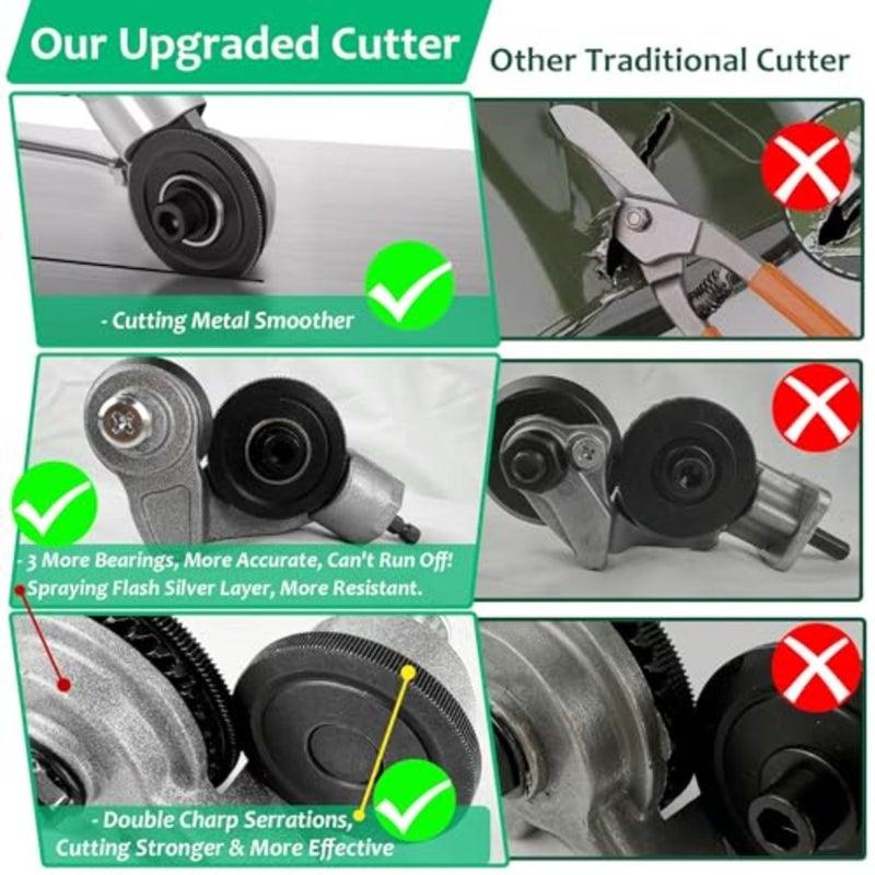 Upgraded Metal Sheet Cutter, Electric Drill Plate Cutter, Metal Nibbler Drill Attachment with Adapter, Electric Drill Shears Attachment Cutter Nibbler for Cutting Iron, Aluminum - Image 3