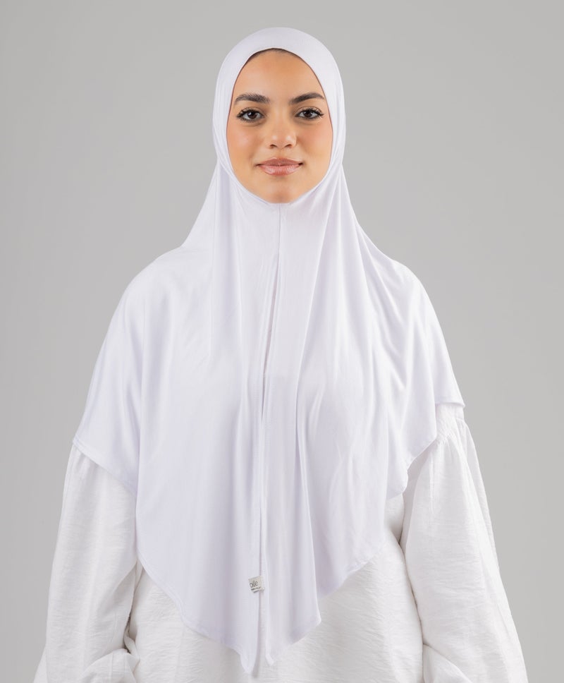 طرحة بيضاء لؤلؤية من القطن والليكرا