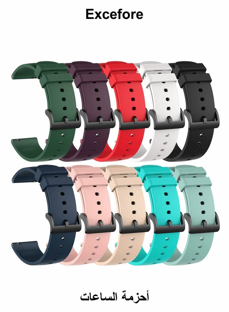 Excefore 10 عبوات من الأربطة المتوافقة مع Amazfit GTS/GTS2/GTS 3/GTS 2e/GTS 2 mini 20 مم من السيليكون استبدال أشرطة الساعة سريعة الإصدار لـ Amazfit Bip U Pro/Bip/Bip Lite/Bip S/Bip S lite/Bip U - Image 1