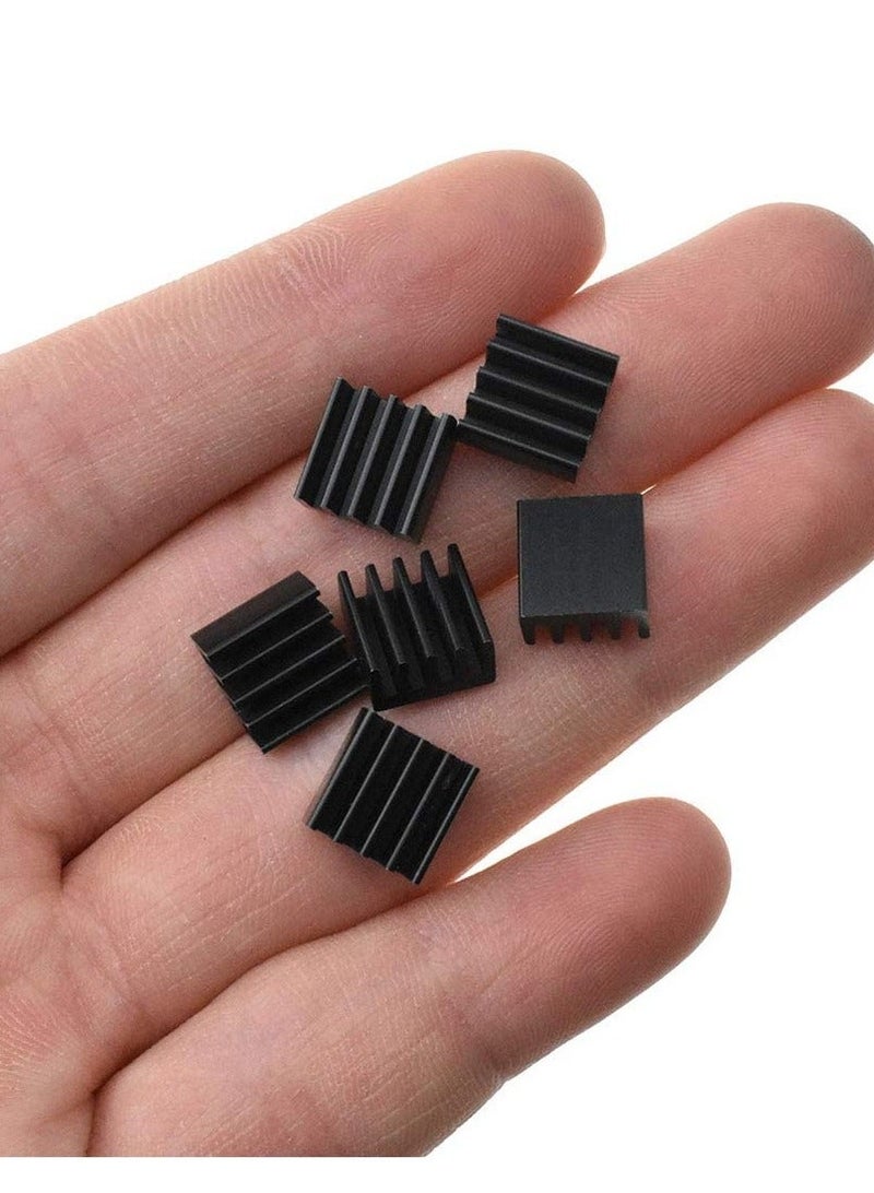 20pcs Heat Sink Mini Radiator Dissipate Heat Thermal Cooling Lower Temperature Easy to Install for PI IC CPU Chipset Raspberry Stepper Board Aluminum Black Assortment - Image 2
