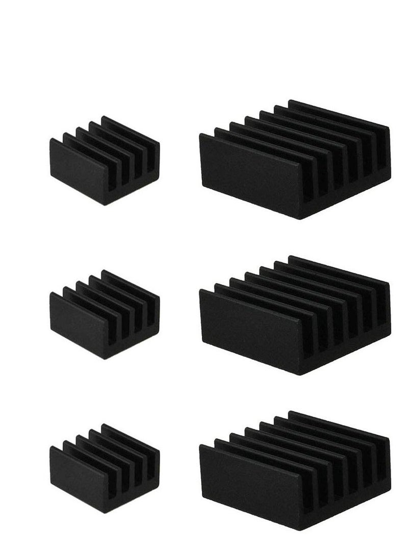 20pcs Heat Sink Mini Radiator Dissipate Heat Thermal Cooling Lower Temperature Easy to Install for PI IC CPU Chipset Raspberry Stepper Board Aluminum Black Assortment - Image 1