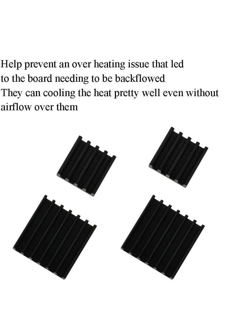20pcs Heat Sink Mini Radiator Dissipate Heat Thermal Cooling Lower Temperature Easy to Install for PI IC CPU Chipset Raspberry Stepper Board Aluminum Black Assortment - Image 3