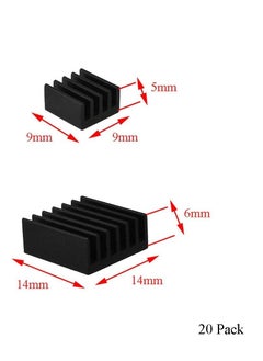 Generic 20pcs Heat Sink Mini Radiator Dissipate Heat Thermal Cooling Lower Temperature Easy to Install for PI IC CPU Chipset Raspberry Stepper Board Aluminum Black Assortment  - Image 5