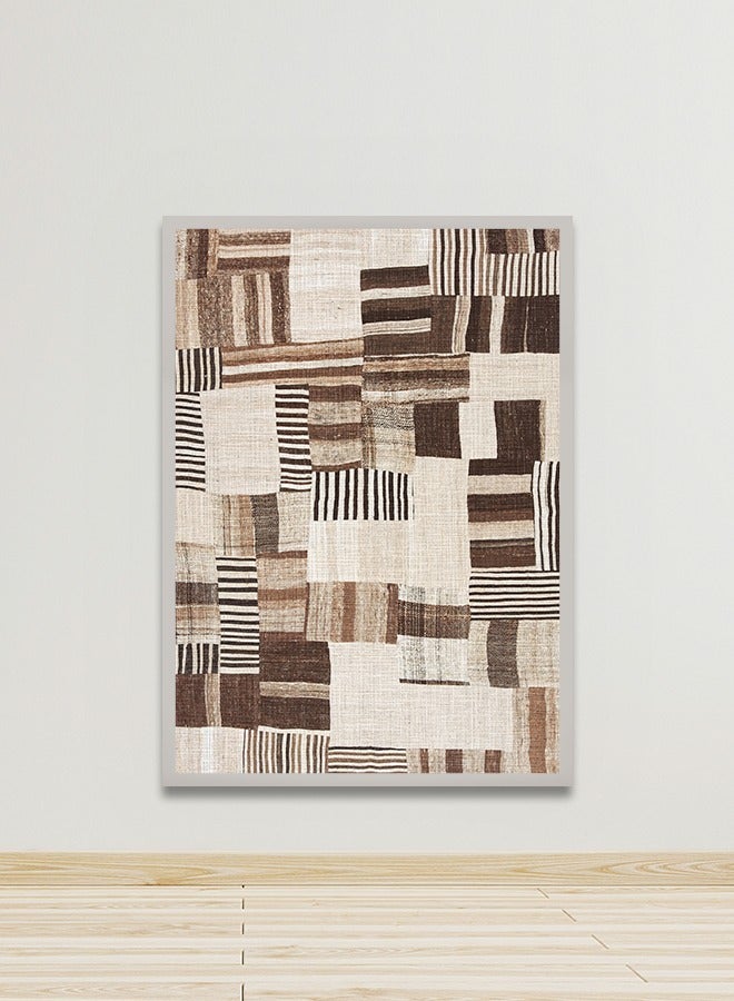 ماركتنا لوحة جدارية قماشية فنية لتزيين الحائط بتصميم تجريدي مع برواز فضي مجوف مقاس 120x80سم قطعة واحدة - Image 1