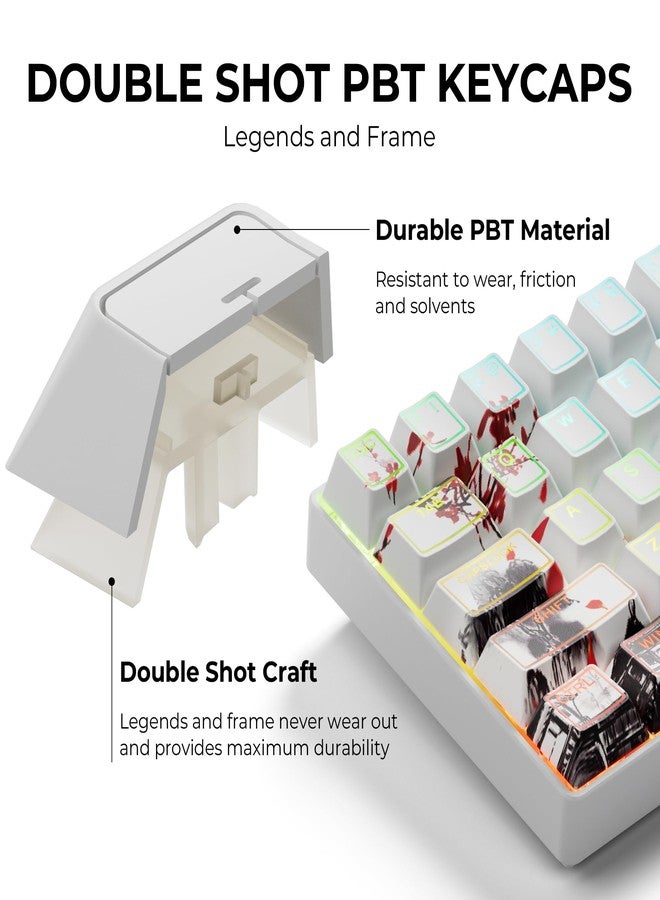 GMKWTL XVX White Plum Blossom Shine Through Keycaps, Doubleshot PBT Keycap Set Cherry Profile, 142 Keys Keyboard Keycaps, Universal Compatiability with 60%, 65%, 75%, 100% Mechanical Keyboard - Image 2