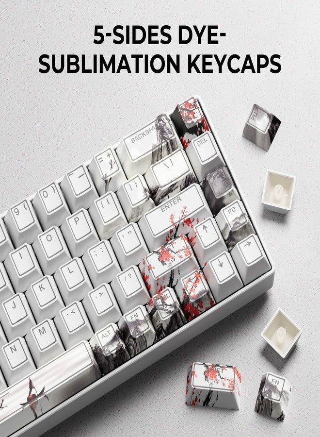 GMKWTL XVX White Plum Blossom Shine Through Keycaps, Doubleshot PBT Keycap Set Cherry Profile, 142 Keys Keyboard Keycaps, Universal Compatiability with 60%, 65%, 75%, 100% Mechanical Keyboard - Image 3