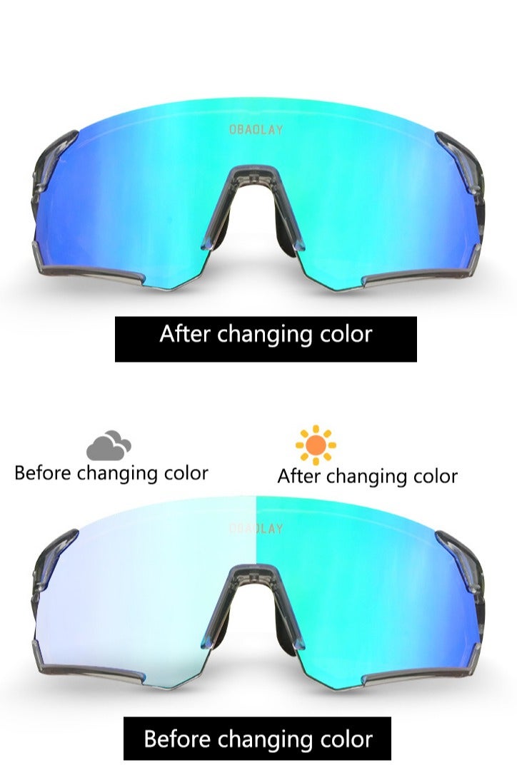 OBAOLAY Riding windproof glasses, colorful sunglasses, sports sunglasses, color changing outdoor running goggles, hiking day and night dual-use glasses - Image 1